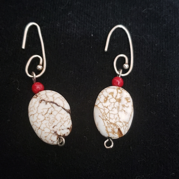 Jewelry - OOAK 925 Sterling & Howlite Earrings